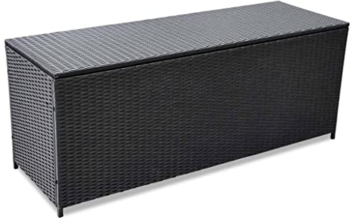 INLIFE Garden-Auflagenbox Schwarz 150x50x60 cm Poly Rattan