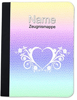 Maus-Design Zeugnismappe personalisiert Herz mit Name | Klarsichthüllen A4+, Urkundenmappe, Dokumentenmappe