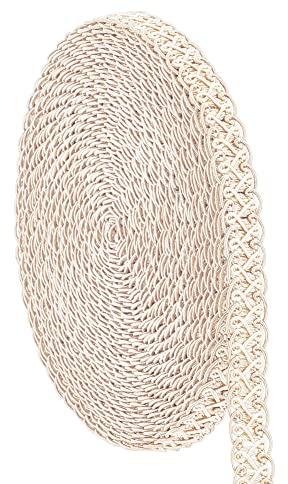 PandaHall 13 Yard Geflochtenen Gimp Trim 15mm Gewebter Stoff Borte Polyester Geflochtene Spitzenborte Weiße Polsterborte Für Hochzeitskostüm DIY Handwerk Nähen Schmuckherstellung Vorhang Schonbezug