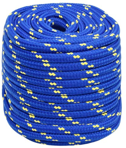 vidaXL Bootsseil Ankerleine Festmacher Tauwerk PP Leine Seil Tau Polypropylenseil Geflochten Flechtleine Blau 16mm 100m Polypropylen