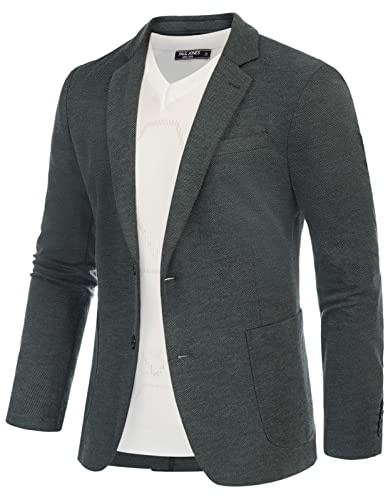 PJ PAUL JONES Sakko - Blazer da uomo sportivo, vestibilità regolare, in jersey, 2 bottoni, giacca da lavoro per affari, grigio scuro, XL