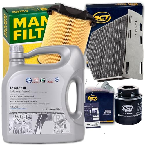 Filterset+5L Öl 1.2+1.4 Tsi Tfsi | SM5085+C14130+SAK166+220125S+MN1801 Öl passend für A3 Golf 6