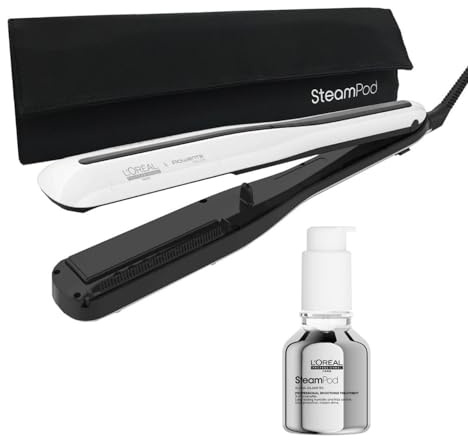 L'Oréal Professionnel Pflegeset mit SteamPod 3, All-in-One-Dampfstyler mit Case und SteamPod Glättungskonzentrat (50 ml) für Schutz vor Hitze bis 230°C und hoher Luftfeuchtigkeit, Für alle Haartypen
