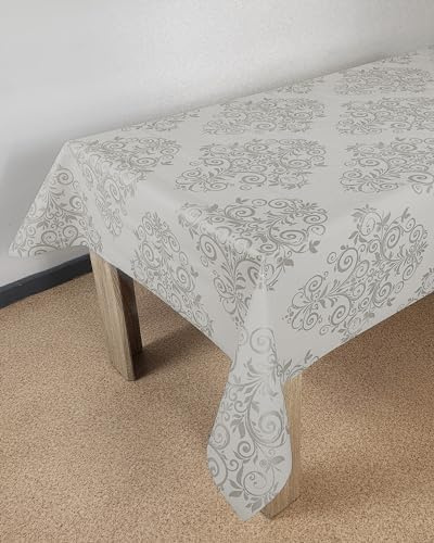 Wachstuchtischdecke 140x280 cm | Wachstischdecke mit wasserabweisender PVC-Beschichtung | Outdoor-Tischdecken für Garten und Küche | Tischdecke wetterfest und fleckabweisend | Ornament Hell