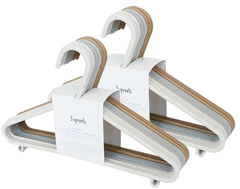 3 Sprouts - Grucce Bambini - Grucce sostenibili in plastica per bambini - Appendiabiti Colorati e Divertenti per Neonati e Bambini, Confezione da 30 - Assortiti Crema + Grigio + Marrone