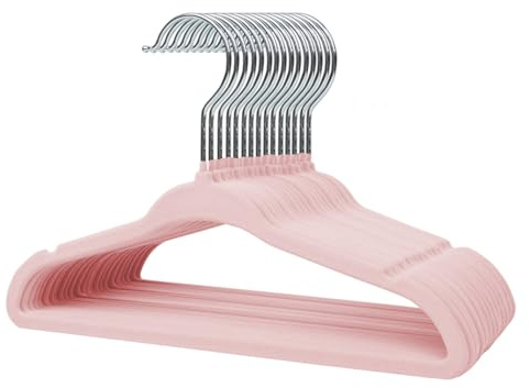 Stormix 11'' Baby Velvet Hangers Non-Slip 16 Pack Pink for Baby Nursery