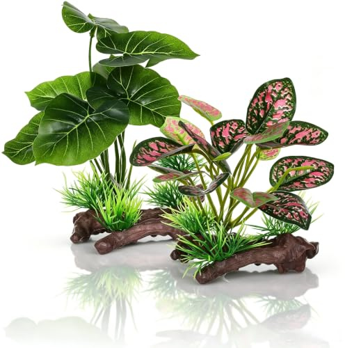 Toddmomy Artificial Aquarium Plants 2 Pack Realistic Plastic Fish Tank Decorations Underwater Aquarium Plants for Fish Hideout Durable and Easy Maintenance