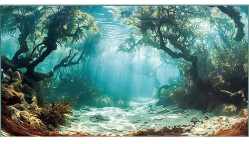 Didooou Fond de paysage naturel pour aquarium, fond d'aquarium, autocollants pour aquarium boutique, 30 cm, 40 cm, 50 cm, 60 cm, 80 cm (océan-4, 40 * 25 cm)
