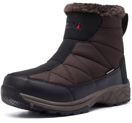 TLOLA Bottes d'hiver imperméables et chaudes doublées pour homme, marron, 42 EU