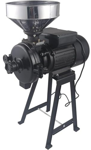XNYXLPP Grain Mill, Commercial And Home Dry Grain Grinder with Hopper for Rice, Cereals, Spices, Beans, Adjustable Thickness And Input Material Speed
