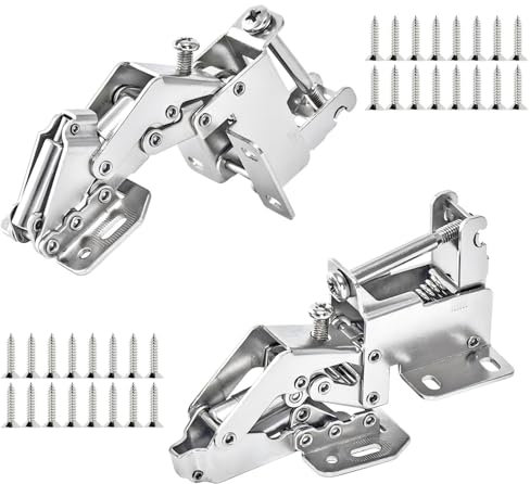 Qrity 2 Stück 90 Grad Verdecktes Soft Close Scharnier, Schrankklappen Scharniere für Küche Wohnmobile Wohnwagen, Modern, Kaltgewalzter Stahl