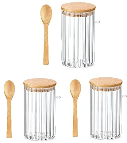 Ensaladera con tapa, tarro for avena durante la noche, frascos de vidrio herméticos de 25 oz con tapas de cucharas, recipiente for avena durante la noche, barra de café decorativa, almacenamiento de a