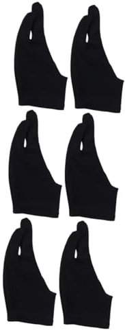 minkissy 6pcs Two Finger Curved Artist Gloves Comfortable Spandex Sketching Glove for Men Black