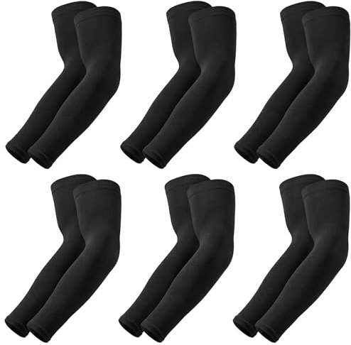 Supmovo 6 Pares de Manguitos de Brazo UV para Hombre y Mujer, Manguitos de Compresión Refrescantes, Protección Solar UPF para Deporte, Running, Ciclismo, Golf y Cubrir Tatuajes