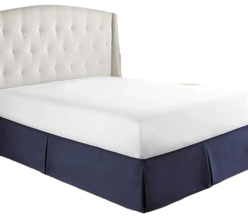 AMENGJ Jupe De Lit Jupe de lit plissée sur Mesure de Style Standard avec Tissu - Hauteur de 35 cm (14 Pouces) (sans Drap)(Dark Blue,140x190x35 cm)