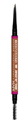 NYX Professional Makeup Augenbrauenstift, Mit zweiseitiger Spitze zum Definieren der Augenbrauen, Bis zu 16h wischfest und farbecht, Vegane Formel, Blade & Shade Nano, Farbton: Auburn
