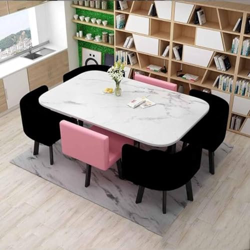 Runder Esstisch Set mit 6 Stühlen Moderne Möbel für Küche und Esszimmer Kleiner Büro Konferenztisch mit 7-teiligem Stuhl Set