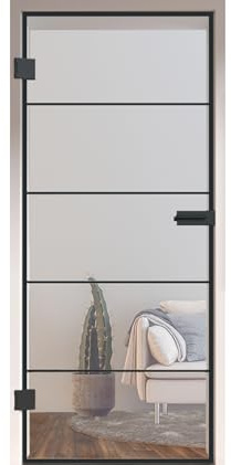 HORI Loft Glastür aus ESG-Sicherheitsglas: Modernes Rechteckiges Design Glastür Innentür für Wohnräume als stilvoller Raumteiler oder Raumtrenner – Unsere Hochwertige Tür aus Klarglas 2097 x 709 mm