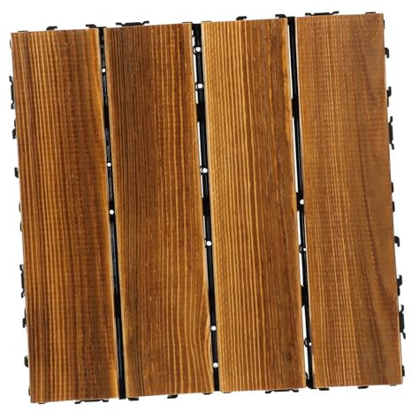 DOITOOL Anticorrosive Wood Floor Outdoor Wooden Flooring Deck Tile Balcony Tile Interlocking Wooden Flooring for Deck