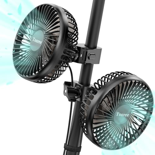 Tonree Grow Tent Fan 2 Pack, 5.5 Greenhouse Clip Fan with Brushless Motor and Non-slip Clamp, Strong Airflow and Low Noise, 360° Tilt, Easy Mount for Plant Hydroponics Circulation Cooling Ventilation