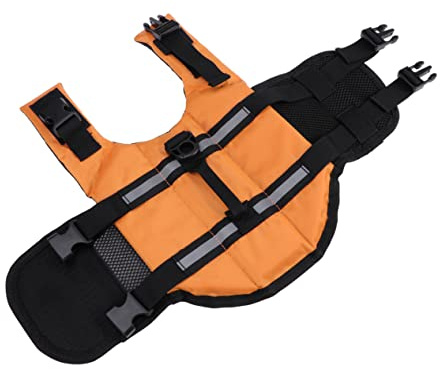 Warmhm Salvagente per Cani in Tessuto Tecnico Galleggiante e Resistente Adatto per Cuccioli S Arancione Maniglie di Presa e Anello per Guinzaglio