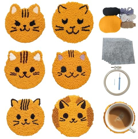cukol cukol 6 Piezas Punch Needle Portavaso Kit para Principiantes Adultos