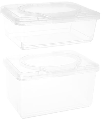 Yardenfun 2 Piezas Caja para Toallitas Húmedas Transparente con Tapa Abatible Doble Capacidad y Protección contra Polvo para Hogar Oficina y Viaje Coche