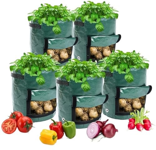 UJEDFHV Växtpåse Tyg Planteringspåse Potatisplanta, Planteringspåse för potatis- och grönsaksplantor, Planteringspåse för odling, hink för plantering(35x50cm)