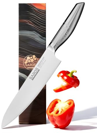 IGNITED CUTLERY 8 Inch Japanese Kitchen Knife – Professional Gyuto Chef Knife Made of 1.4116 German Steel, All-Steel Anti-Slip Handle, Razor Sharp Blade in Gift Box for Home & Restaurant