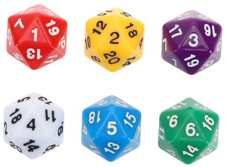SUPVOX Set Da 12 Dadi Poliedrici a 20 Facce in Acrilico Colorati Per Giochi Di Ruolo Da Tavolo, Didattici e Di Matematica, Dadi Numerati Grandi Per Classe e Feste
