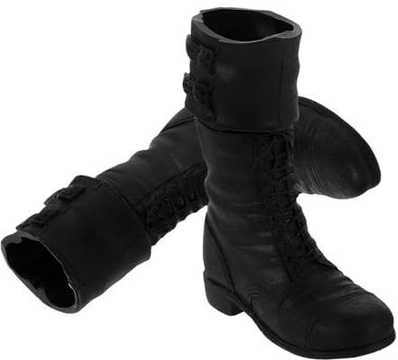 ORFOFE Mini Soldatboots med Direkt Inträde Realistiska Långa Läderstövlar för Dockkläder och Militärscener Perfekta Mini Dockskor för Barnens Dag och Samlare