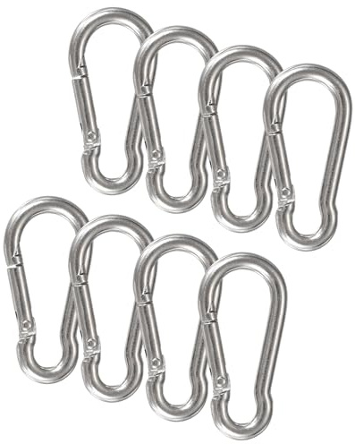 PATIKIL 8Pcs Anneaux pour Drapeau Clips De Remplacement, M4 Crochets À Ressort en Acier Inoxydable Robustes Clips Métalliques Snap pour Drapeau avec Œillet, Hamac Balançoire Voyage
