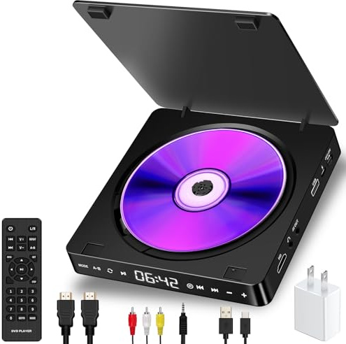 Lecteur DVD, lecteurs DVD pour TV, lecteur DVD compact gratuit pour toutes les régions, prise microphone, prend en charge la lecture USB, lecteurs DVD NTSC/PAL avec câbles HDMI et RCA