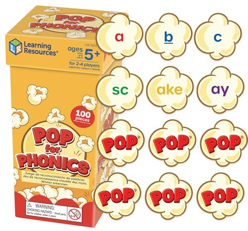 Learning Resources Pop for Phonics, Ages 4+, Phonics Game for Kids, Build Letter Sounds, Blending, Vocabulary and Early Reading Skills Through Fast‑Paced Word Play