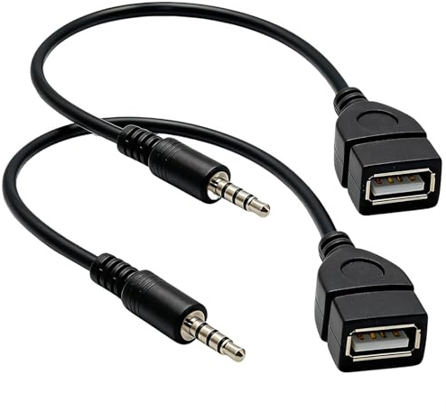 HHEETTT 3.5mm AUX Audio Stecker auf USB A Buchse,USB Klinke Adapter 3.5mm mit Auto Audio, Auto Adio OTG Adapter Kabel für Car Stereos, Auto-GPS, CD, DVD-Audio,Plug&Play,Schwarz