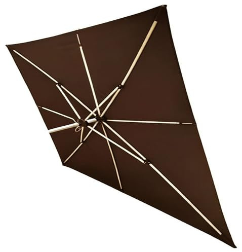 Telo di Ricambio per Ombrellone Rettangolare/Quadrato Copertura 4/6/8 Stecche Baldacchino di Ricambio impermeabile per Terrazzo Esterno(Marrone,Square 3.0x3.0m)