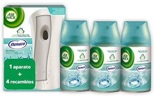 Air Wick Ambientador Freshmatic Completo Nenuco + Ambientador de Recambio Triplo Nenuco - Pack de 3 x 250 ml - Total: 750 ml