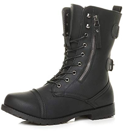 AJVANI low heel flat zip lace up military army combat classic ankle boots size 7 40