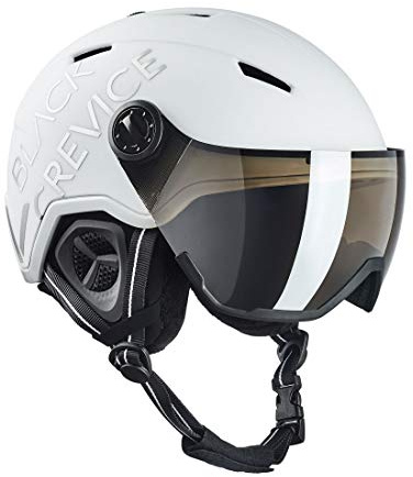 Black Crevice Hjälm Unisex – Vuxen Skidhjälm med Visir, White Matt/Silver, L (58–61 cm)