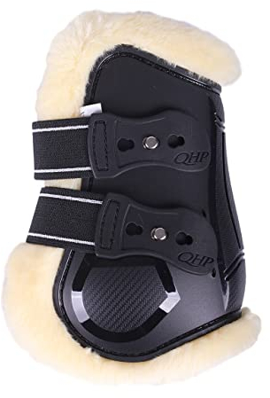 QHP Streichkappen Ontario mit Fellimitatfutter und Schnellverschlüssen (Warmblut, Schwarz)