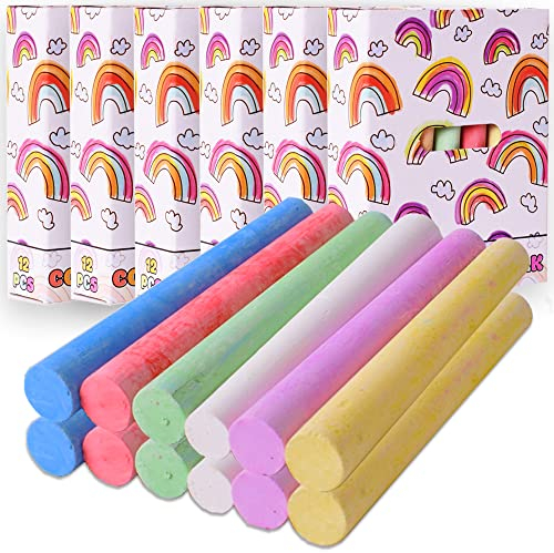 TE-Trend 72 Stück Kreide Tafelkreide Bunt für Kinder Straßenkreide Malkreide für Kreidetafel Mitgebsel Mitbringsel in 6 Schachteln als Geschenk Mehrfarbig