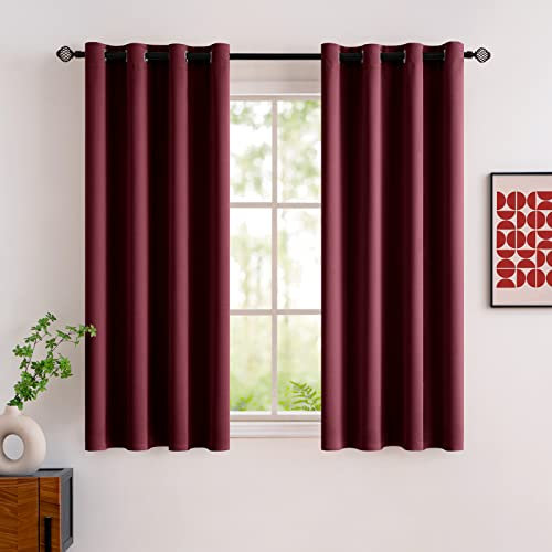 MIULEE Burgundy Red Blackout Curtains for Living Room 2 Panel Set, Premium Eyelet Curtains for Bedroom, Thermal Insulated Window Curtain Drapes, Black Out Curtain 54 Drop, Each Panel 46 x 54 Inches