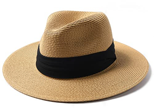 FURTALK Unisex Panamahut Breite Krempe Sonnenhut für Herren und Damen Strandhut UV-Schutz Sommerhut Verstellbare Strohhut