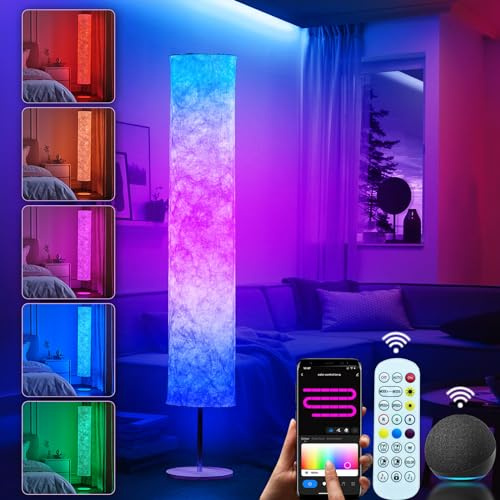 LANMOU LED Stehlampe Dimmbar mit Fernbedienung RGB Farbwechsel Lichtsaeule Moderne Ambient Stehleuchte für Wohnzimmer Schlafzimmer Farbtemperaturen und Helligkeit Stufenlos Dimmen