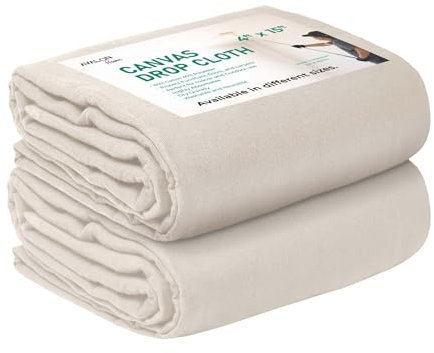 Avalon - Tela per pittura, 1,2 x 4,6 m, confezione da 56,7 - 226,8 g per pittori - Telone multiuso per la protezione di pavimenti e mobili, tessuto di cotone riciclato