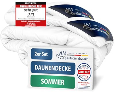 DormiGood Sommerdecke Daunen 135x200 2er Set - Made in Germany - 100% Extraweiche Daunen - Atmungsaktive Daunendecke 135x200 - Oeko-TEX zertifizierte Federbettdecke 135 x 200 - Bettdecke