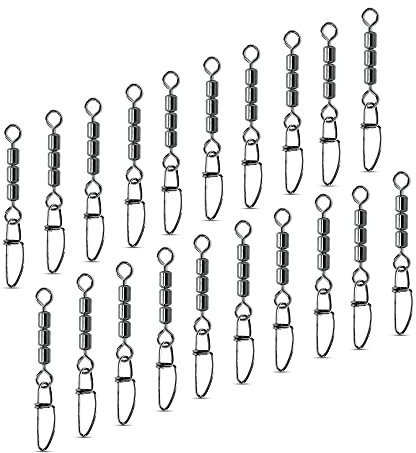 AMZfishing NEU 20x High-Speed Wirbel mit Crosslock | Dreifachwirbel | Angelwirbel | Forellenwirbel | Angelzubehör | Forellenköder | Wirbelsortiment | Angeln Wirbel (HS-Crosslock 20, 12)
