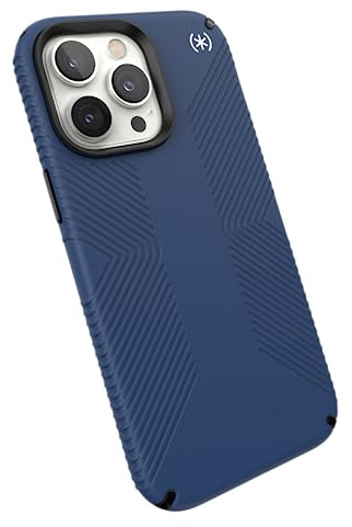 Speck iPhone 14 Pro Max Hülle – Fallschutz, Kratzfest, zweilagige, schlanke Handyhülle für 17,0 cm (6,7 Zoll) iPhones 14 Pro Max – gebaut für MagSafe – Presidio2 Grip – Küstenblau/Schwarz/Weiß