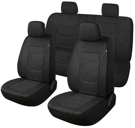 Pariiaotin 3D Air Mesh Car Seat Cover Full Sets Washable and Breathable Premium Cloth Automotive Vehicle Seat Covers for Cars Interior, Universal Fit for Most Cars, Sedan, Truck, SUV(Black)