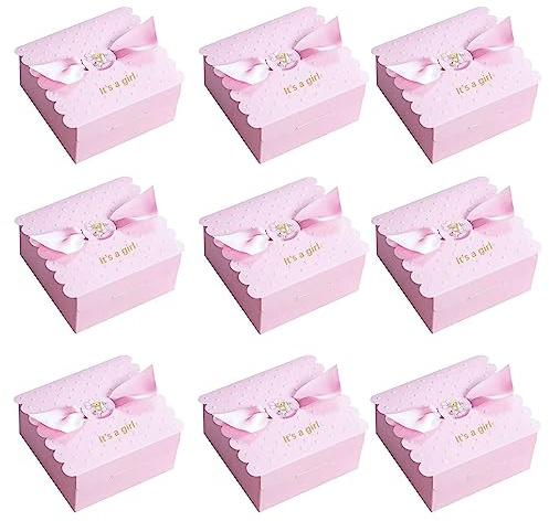 It is girl Box 50 Stück Geschenkbox Taufe Mädchen Süßigkeit Kästen Gastgeschenk Box für Neugeborene Babydusche Taufe Kommunion Babyshower Taufgeschenke Mädchen Bevorzugung Candy (Rosa)